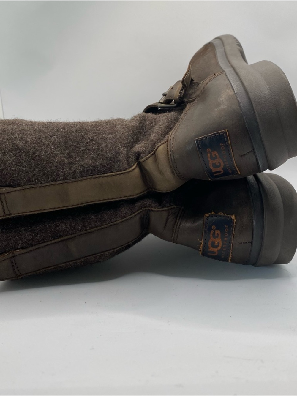 UGG Robbie Waterproof Leather Wool Boots Women's 8 Fleece Brown Buckle Outdoor - Picture 6 of 13